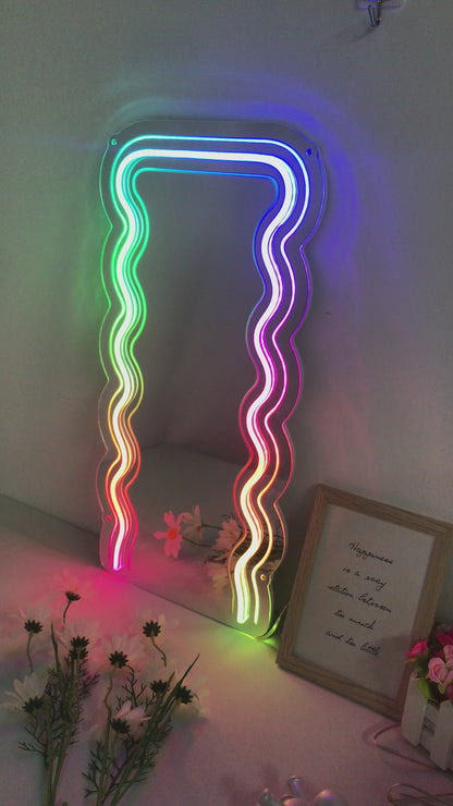 Bedroom Mirror with Neon Sign