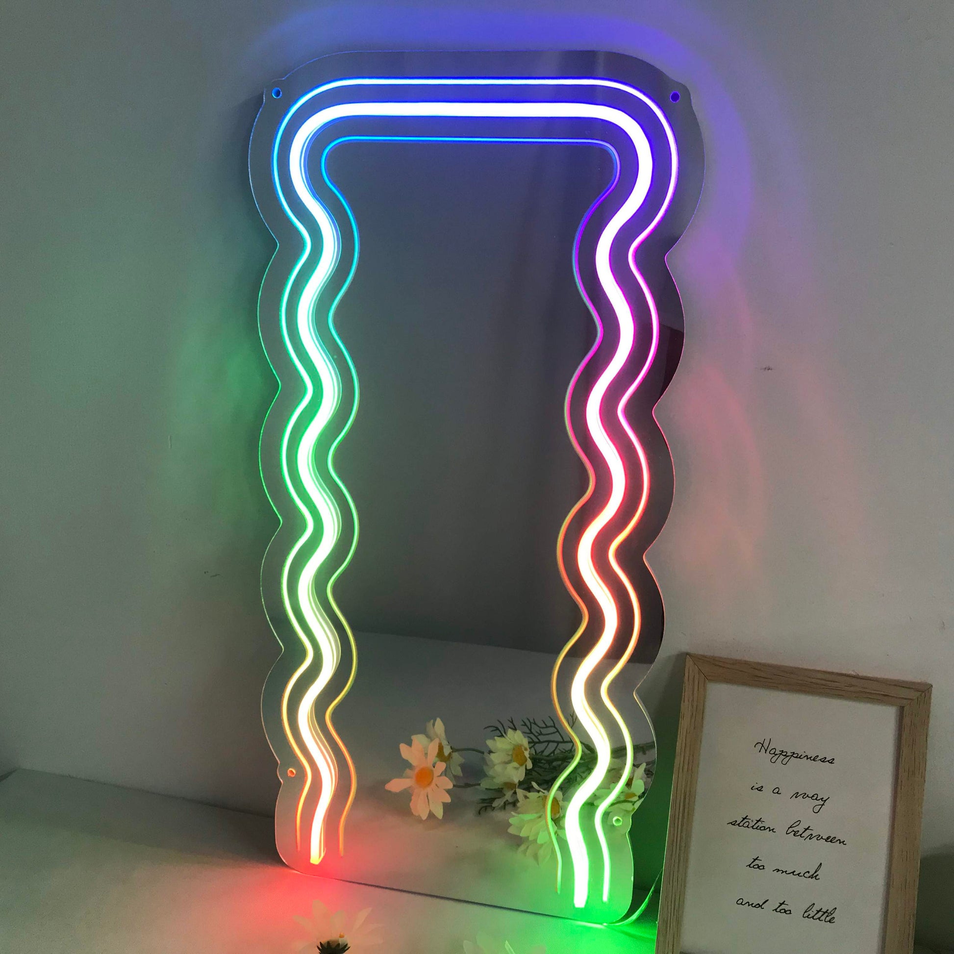 Bedroom Mirror with Neon Sign - Northernlightstore